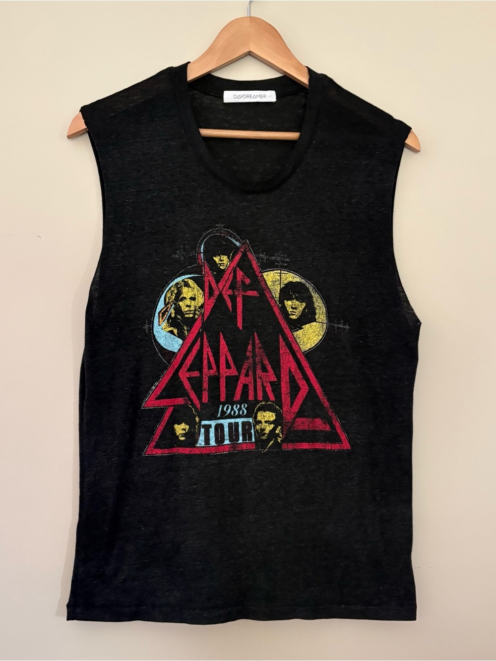 Daydreamer Def Leppard Tour Of '88 Rocker Muscle Tank Top Womens Medium Black